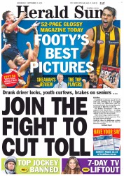 Herald Sun (Australia) Newspaper Front Page for 5 September 2012