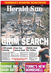 Herald Sun (Australia) Newspaper Front Page for 7 January 2013