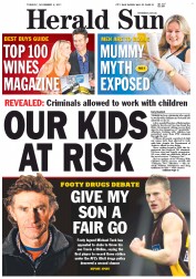Herald Sun (Australia) Newspaper Front Page for 8 November 2011