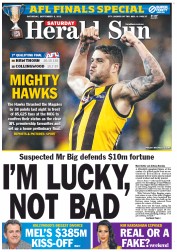 Herald Sun (Australia) Newspaper Front Page for 8 September 2012