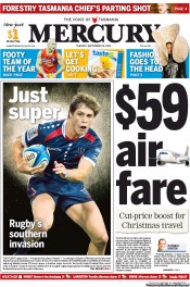 Hobart Mercury (Australia) Newspaper Front Page for 18 September 2012