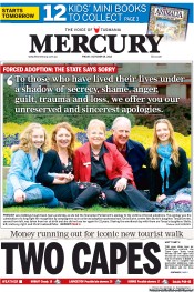 Hobart Mercury (Australia) Newspaper Front Page for 19 October 2012