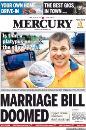 Hobart Mercury (Australia) Newspaper Front Page for 20 September 2012