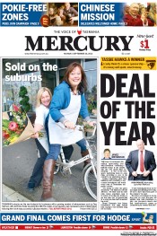 Hobart Mercury (Australia) Newspaper Front Page for 24 September 2012
