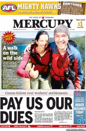 Hobart Mercury (Australia) Newspaper Front Page for 27 September 2012
