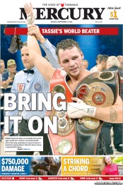 Hobart Mercury (Australia) Newspaper Front Page for 3 September 2012