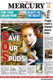 Hobart Mercury (Australia) Newspaper Front Page for 6 September 2012