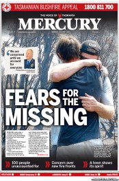 Hobart Mercury (Australia) Newspaper Front Page for 7 January 2013