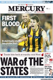 Hobart Mercury (Australia) Newspaper Front Page for 8 September 2012