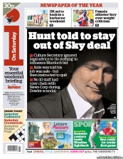 I Newspaper (UK) Newspaper Front Page for 26 May 2012