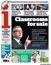I Newspaper Newspaper Front Page (UK) for 2 July 2013