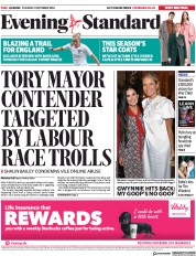 London Evening Standard (UK) Newspaper Front Page for 10 October 2018