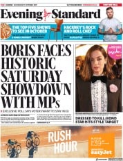 London Evening Standard (UK) Newspaper Front Page for 10 October 2019