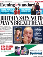 London Evening Standard (UK) Newspaper Front Page for 10 December 2018