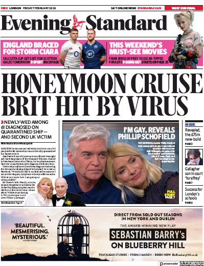 London Evening Standard Newspaper Front Page (UK) for 10 February 2020