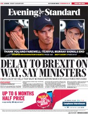 London Evening Standard (UK) Newspaper Front Page for 12 January 2019
