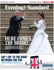 London Evening Standard (UK) Newspaper Front Page for 13 October 2018