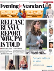 London Evening Standard (UK) Newspaper Front Page for 13 November 2019