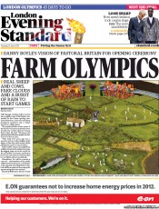 London Evening Standard Newspaper Front Page (UK) for 13 June 2012