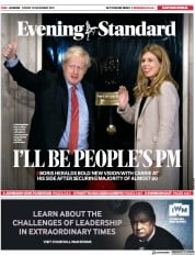 London Evening Standard (UK) Newspaper Front Page for 14 December 2019
