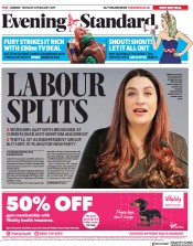London Evening Standard (UK) Newspaper Front Page for 19 February 2019