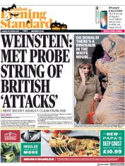 London Evening Standard (UK) Newspaper Front Page for 1 November 2017