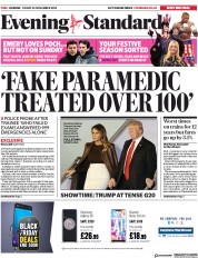 London Evening Standard (UK) Newspaper Front Page for 1 December 2018