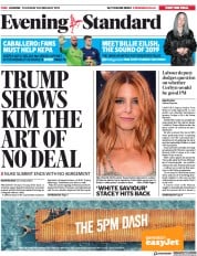 London Evening Standard (UK) Newspaper Front Page for 1 March 2019