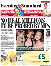 London Evening Standard (UK) Newspaper Front Page for 1 August 2019
