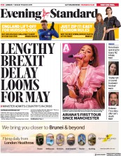 London Evening Standard (UK) Newspaper Front Page for 20 March 2019