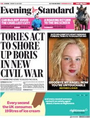 London Evening Standard (UK) Newspaper Front Page for 20 July 2019