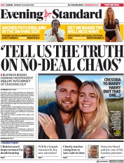 London Evening Standard (UK) Newspaper Front Page for 20 August 2019