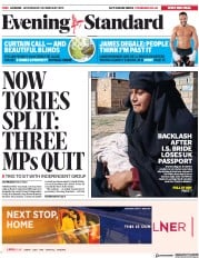 London Evening Standard (UK) Newspaper Front Page for 21 February 2019