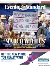 London Evening Standard (UK) Newspaper Front Page for 22 October 2018