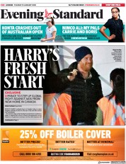 London Evening Standard (UK) Newspaper Front Page for 22 January 2020