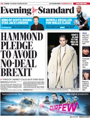 London Evening Standard (UK) Newspaper Front Page for 22 February 2019