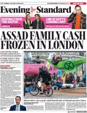 London Evening Standard (UK) Newspaper Front Page for 22 April 2019