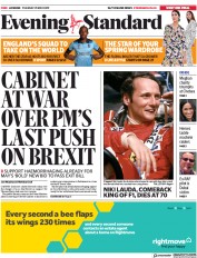 London Evening Standard (UK) Newspaper Front Page for 22 May 2019