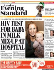 London Evening Standard Newspaper Front Page (UK) for 23 December 2010