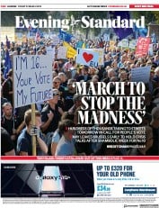 London Evening Standard (UK) Newspaper Front Page for 23 March 2019