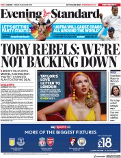 London Evening Standard (UK) Newspaper Front Page for 24 August 2019