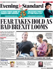 London Evening Standard (UK) Newspaper Front Page for 25 October 2018