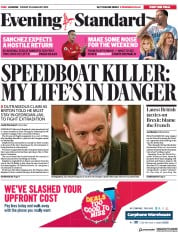 London Evening Standard (UK) Newspaper Front Page for 26 January 2019