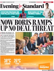 London Evening Standard (UK) Newspaper Front Page for 26 July 2019