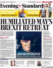 London Evening Standard (UK) Newspaper Front Page for 27 February 2019