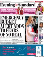London Evening Standard (UK) Newspaper Front Page for 27 July 2019