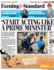 London Evening Standard (UK) Newspaper Front Page for 27 September 2019