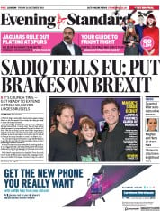 London Evening Standard (UK) Newspaper Front Page for 29 October 2018