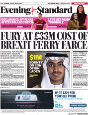 London Evening Standard (UK) Newspaper Front Page for 2 March 2019