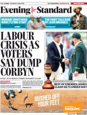 London Evening Standard (UK) Newspaper Front Page for 2 August 2019